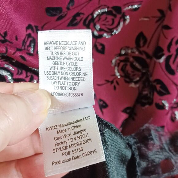 Knit Works Girls Sz 10 Burgundy Floral Fit & Flare Dress Velvet Yoke Tulle Lined - Picture 9 of 9